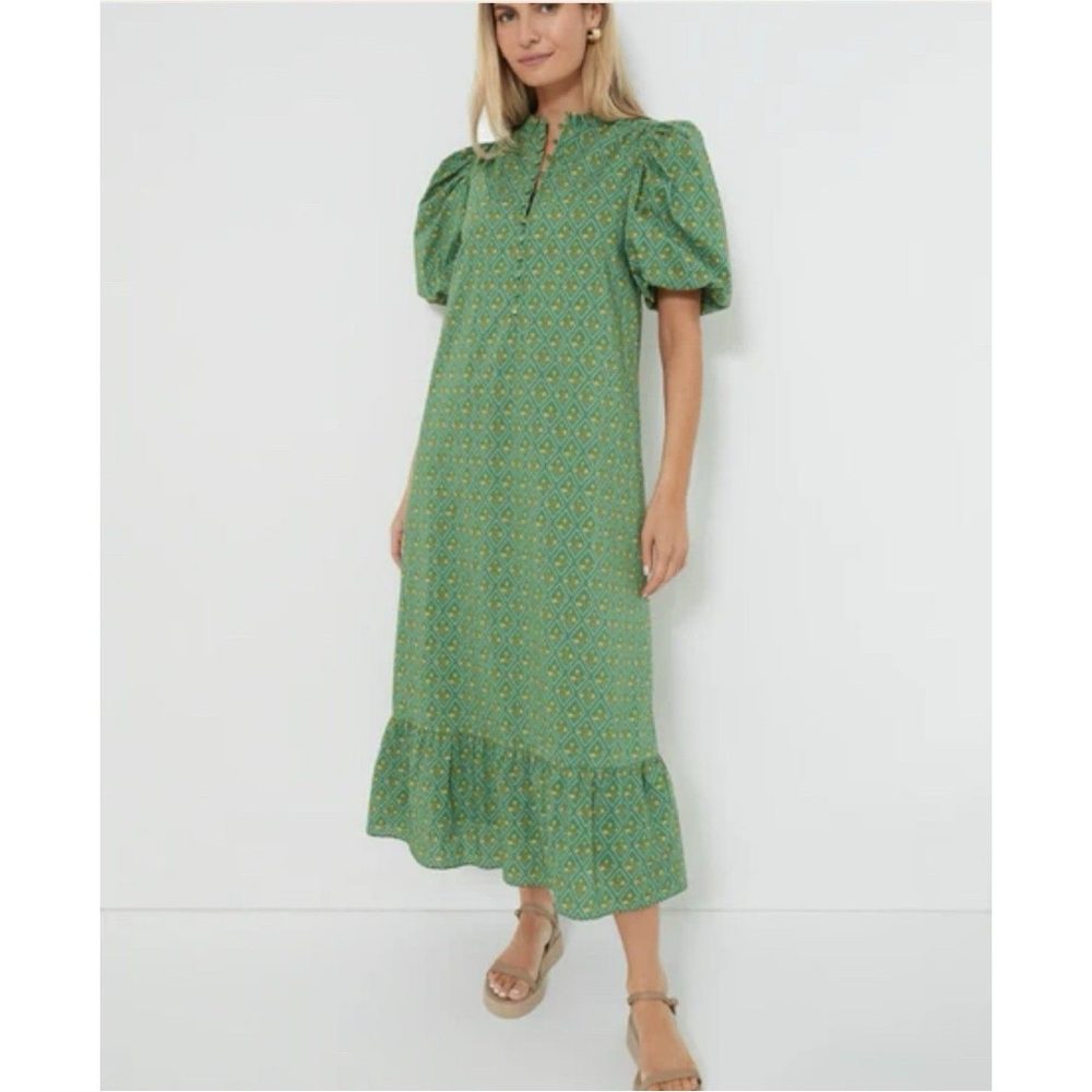 Tuckernuck x Hyacinth House Green Puff Sleeve Midi Dress – Size XXL